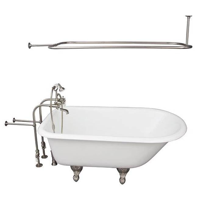 Barclay TKCTRN54-SN3  Tub Kit 54 Cast Iron Roll Top Shower Rod Filler Supplies Drain  - Satin Nickel
