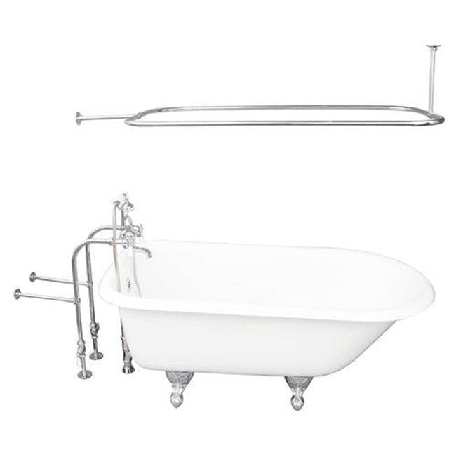 Barclay TKCTRN60-CP3  Tub Kit 60 Cast Iron Roll Top Shower Rod Filler Supplies Drain  - Polished Chrome