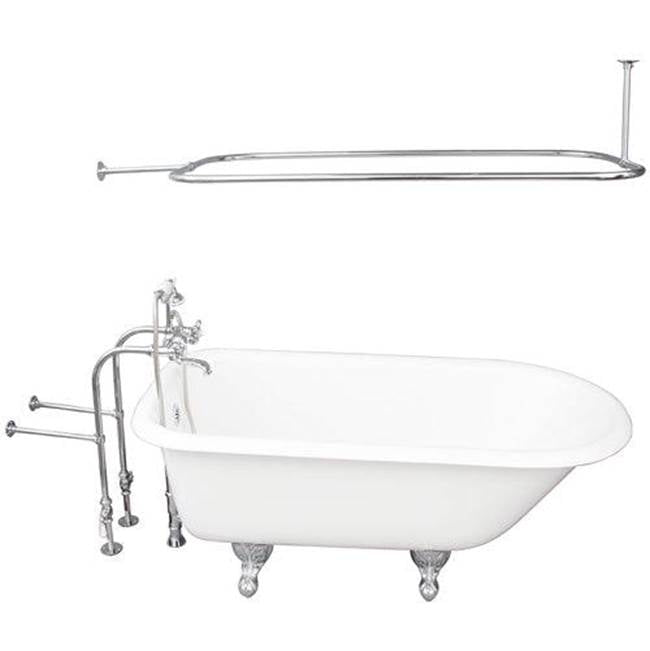Barclay TKCTRN60-CP4  Tub Kit 60 Cast Iron Roll Top Shower Rod Filler Supplies Drain  - Polished Chrome