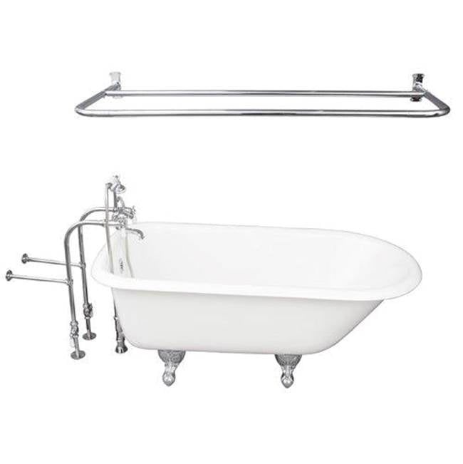 Barclay TKCTRN60-CP5  Tub Kit 60 Cast Iron Roll Top Shower Rod Filler Supplies Drain  - Polished Chrome