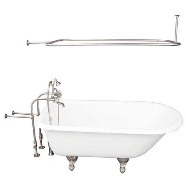 Barclay TKCTRN60-SN3  Tub Kit 60 Cast Iron Roll Top Shower Rod Filler Supplies Drain  - Satin Nickel