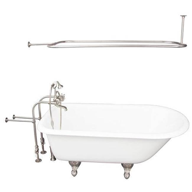 Barclay TKCTRN60-SN4  Tub Kit 60 Cast Iron Roll Top Shower Rod Filler Supplies Drain  - Satin Nickel