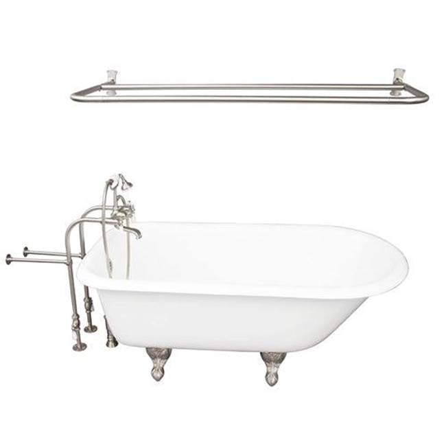 Barclay TKCTRN60-SN5  Tub Kit 60 Cast Iron Roll Top Shower Rod Filler Supplies Drain  - Satin Nickel