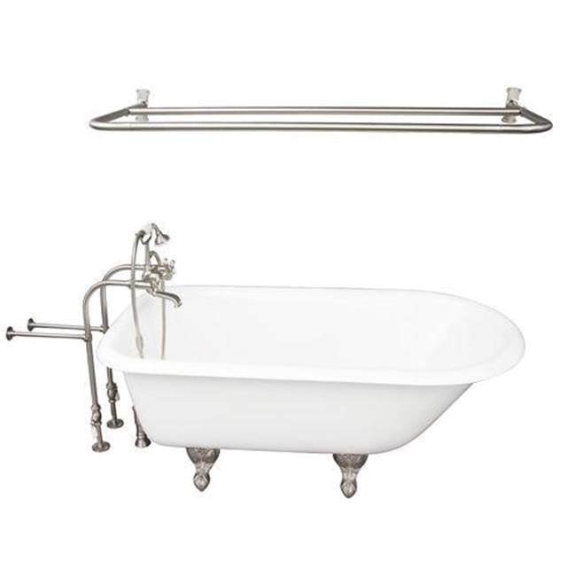 Barclay TKCTRN67-SN6  Tub Kit 67 Cast Iron Roll Top Shower Rod Filler Supplies Drain  - Satin Nickel