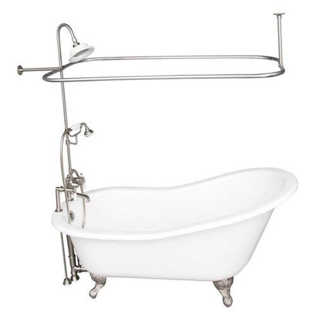 Barclay TKCTS7H67-BN3  Tub Kit 67 Cast Iron Slipper Shower Unit Supplies Drain  - Brushed Nickel