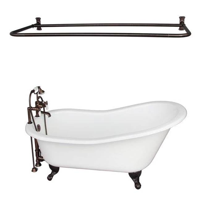 Barclay TKCTS7H67-ORB5  Tub Kit 67 Cast Iron Slipper Shower Rod Filler Supplies Drain  - Oil Rubbed Bronze