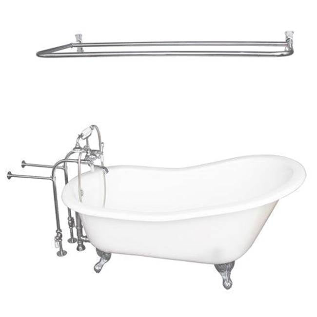 Barclay TKCTSN60-CP5  Tub Kit 60 Cast Iron Slipper Shower Rod Filler Supplies Drain  - Polished Chrome