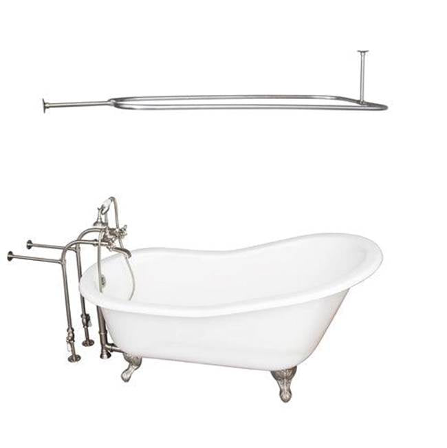 Barclay TKCTSN60-SN4  Tub Kit 60 Cast Iron Slipper Shower Rod Filler Supplies Drain  - Satin Nickel