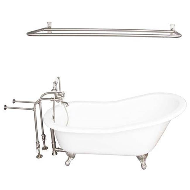 Barclay TKCTSN60-SN5  Tub Kit 60 Cast Iron Slipper Shower Rod Filler Supplies Drain  - Satin Nickel