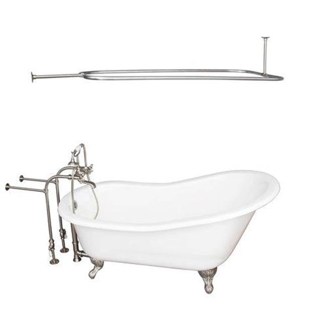 Barclay TKCTSN67-BN4  Tub Kit 67 Cast Iron Slipper Shower Rod Filler Supplies Drain  - Brushed Nickel