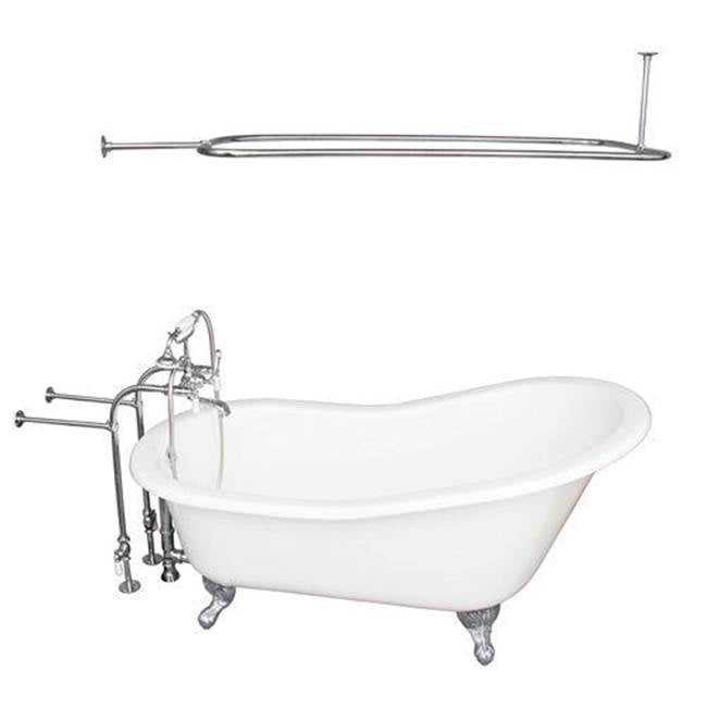Barclay TKCTSN67-CP3  Tub Kit 67 Cast Iron Slipper Shower Rod Filler Supplies Drain  - Polished Chrome