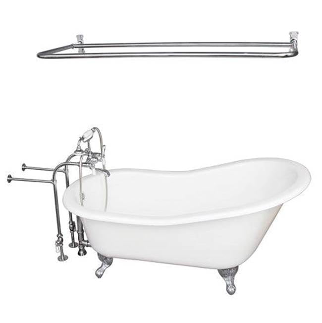 Barclay TKCTSN67-CP5  Tub Kit 67 Cast Iron Slipper Shower Rod Filler Supplies Drain  - Polished Chrome