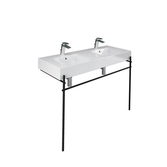Barclay 631WH-MB Des 1210 Double Bowl Console 1- Hole Each With Brass Stand Black - Matte Black