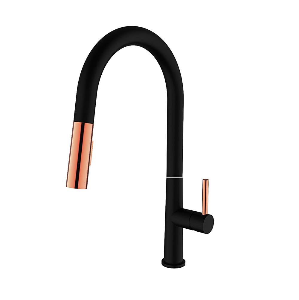 Barclay KFS432-MBRG Gypsy Pull Down Kitchen Faucet and Rose Gold - Matte Black