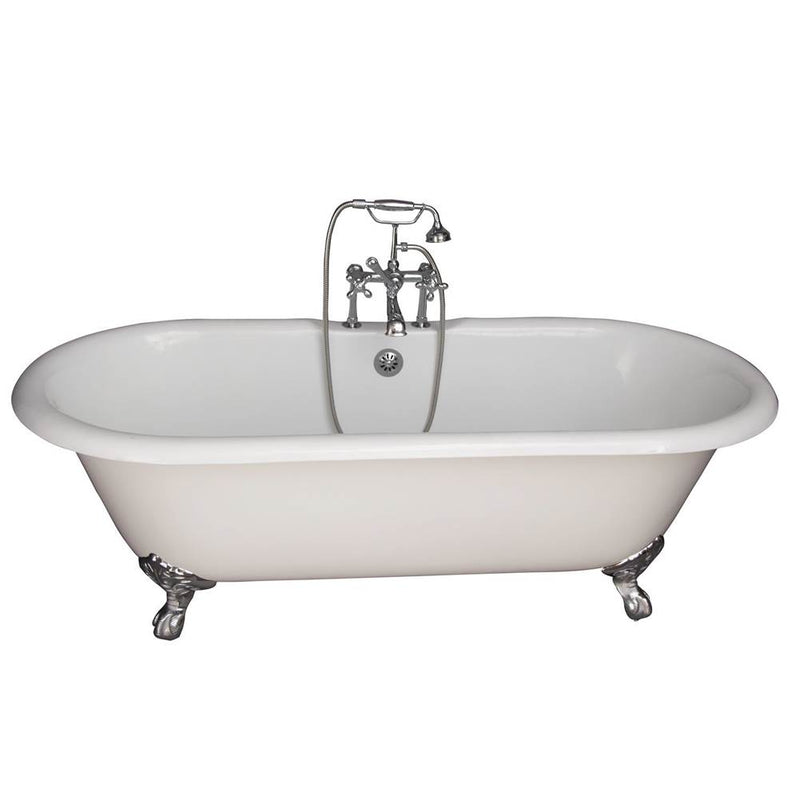 Barclay TKCTDRH-CP5  Tub Kit 67 Cast Iron Double Roll Top Filler Supplies Drain  - Polished Chrome