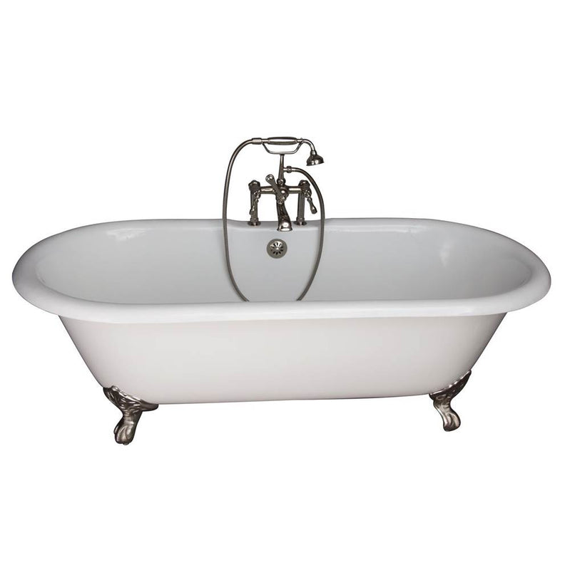 Barclay TKCTDRH-PN4  Tub Kit 67 Cast Iron Double Roll Top Filler Supplies Drain  - Polished Nickel