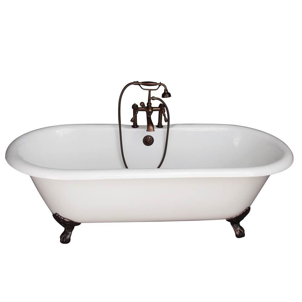 Barclay TKCTDRH61-ORB4  Tub Kit 61 Cast Iron Double Roll Top Filler Supplies Drain  - Oil Rubbed Bronze
