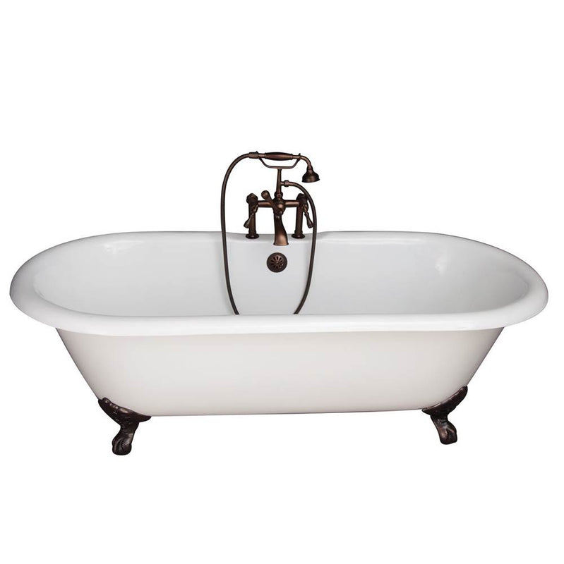 Barclay TKCTDRH61-ORB4  Tub Kit 61 Cast Iron Double Roll Top Filler Supplies Drain  - Oil Rubbed Bronze