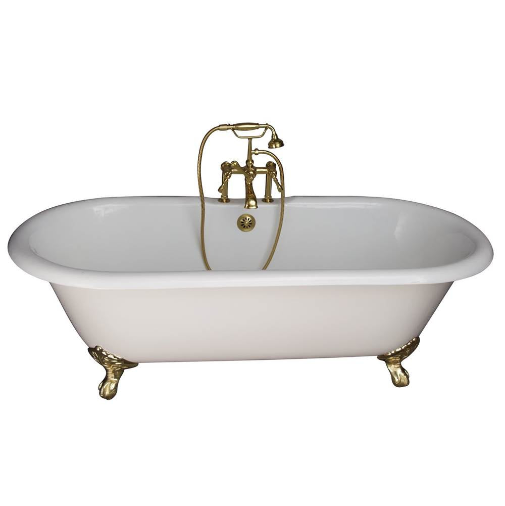 Barclay TKCTDRH61-PB4  Tub Kit 61 Cast Iron Double Roll Top Filler Supplies Drain  - Polished Brass