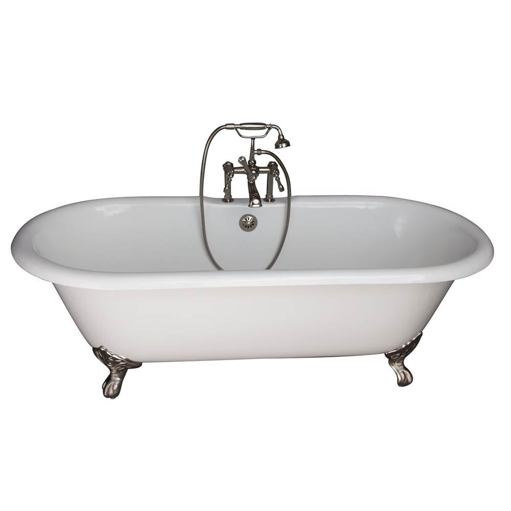 Barclay TKCTDRH61-PN4  Tub Kit 61 Cast Iron Double Roll Top Filler Supplies Drain  - Polished Nickel