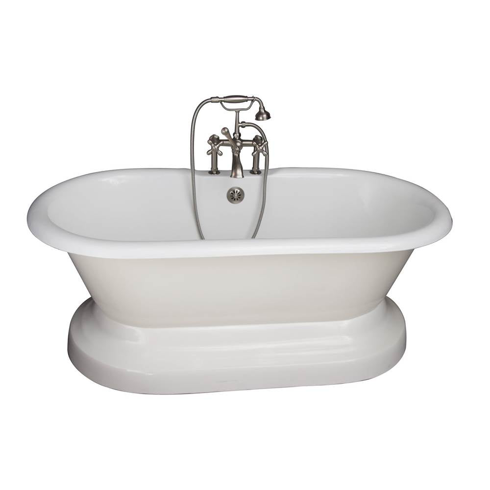 Barclay TKCTDRH61B-SN5  Tub Kit 61 Cast Iron Double Roll Top With Base Filler Supplies Drain  - Satin Nickel
