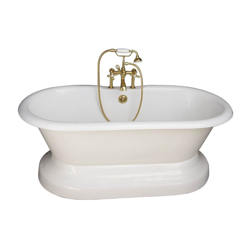 Barclay TKCTDRHB-PB2  Tub Kit 67 Cast Iron Double Roll Top Base Filler Supplies Drain  - Polished Brass