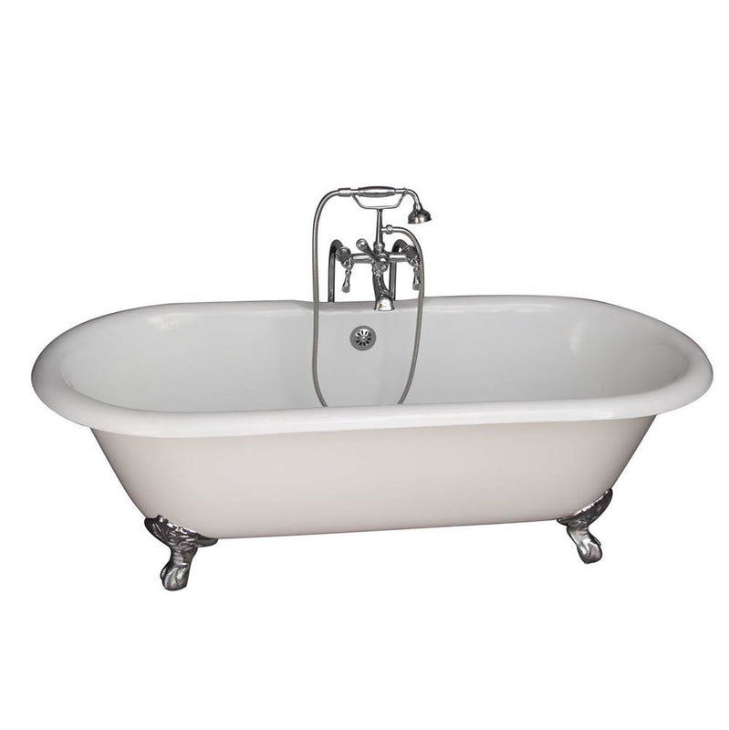Barclay TKCTDRN-CP4  Tub Kit 67 Cast Iron Double Roll Top Filler Supplies Drain  - Polished Chrome