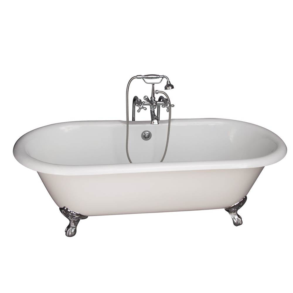 Barclay TKCTDRN-CP5  Tub Kit 67 Cast Iron Double Roll Top Filler Supplies Drain  - Polished Chrome