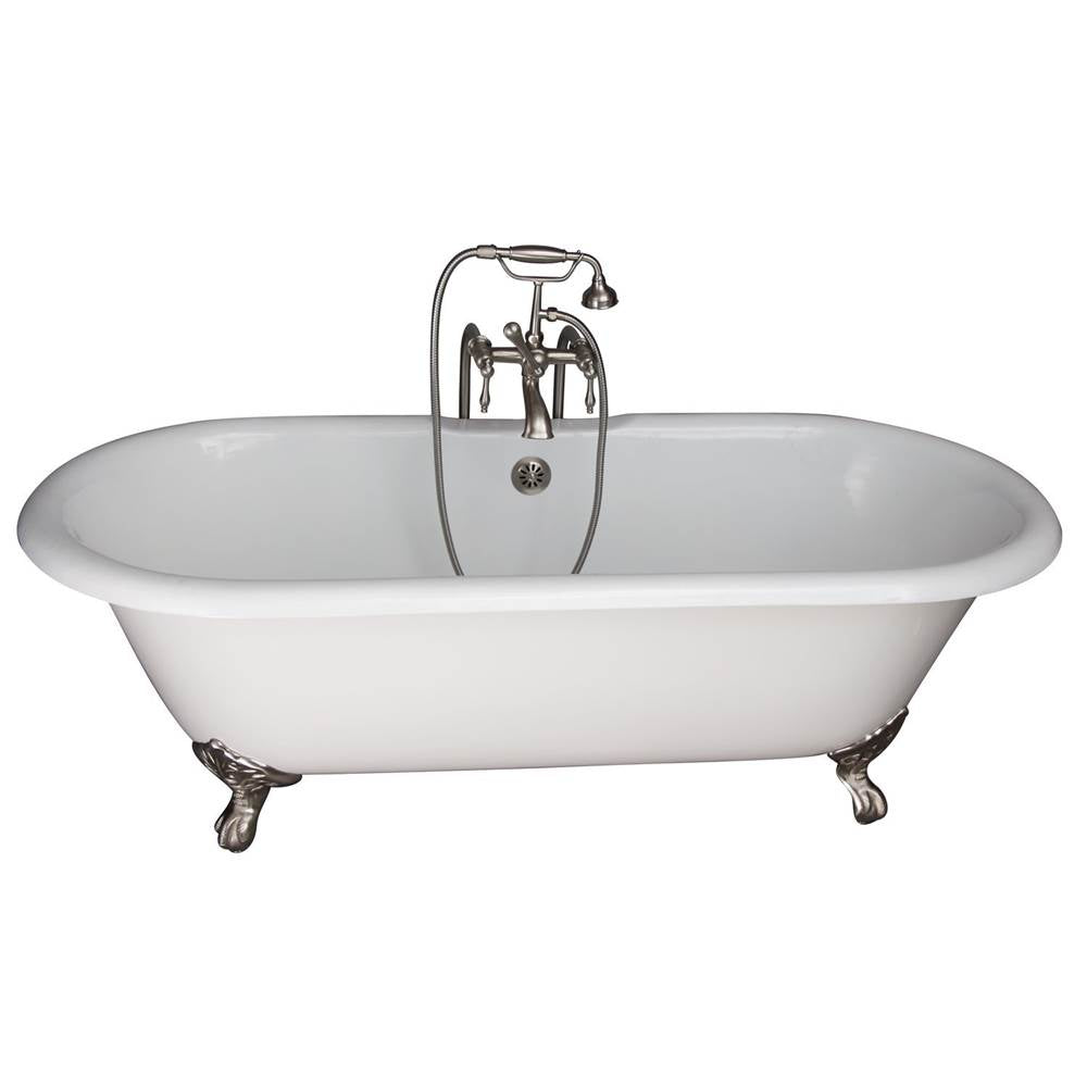 Barclay TKCTDRN-SN3  Tub Kit 67 Cast Iron Double Roll Top Filler Supplies Drain  - Brushed Nickel