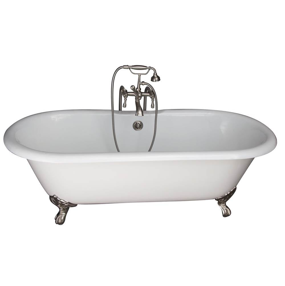 Barclay TKCTDRN-SN4  Tub Kit 67 Cast Iron Double Roll Top Filler Supplies Drain  - Brushed Nickel