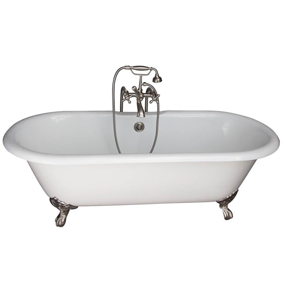 Barclay TKCTDRN-SN5  Tub Kit 67 Cast Iron Double Roll Top Filler Supplies Drain  - Brushed Nickel