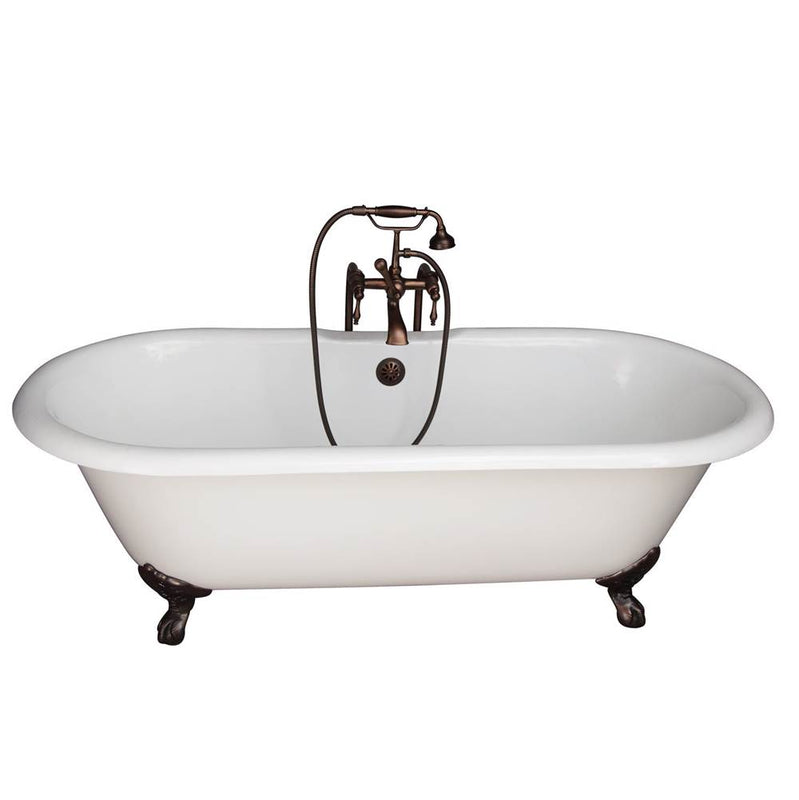 Barclay TKCTDRN61-ORB3  Tub Kit 61 Cast Iron Double Roll Top Filler Supplies Drain  - Oil Rubbed Bronze
