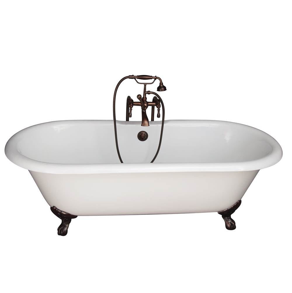 Barclay TKCTDRN61-ORB4  Tub Kit 61 Cast Iron Double Roll Top Filler Supplies Drain  - Oil Rubbed Bronze