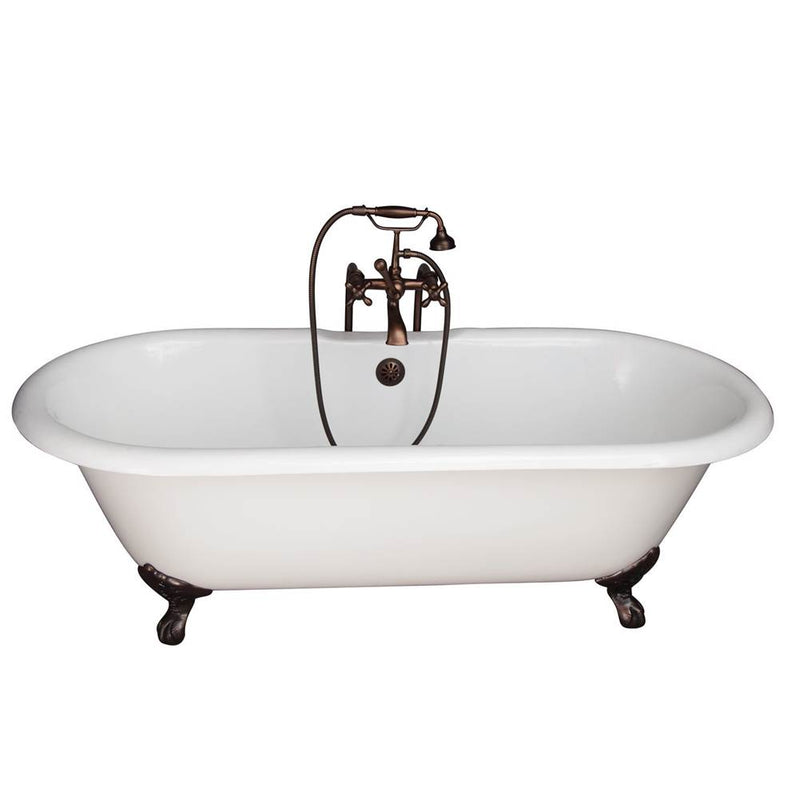Barclay TKCTDRN61-ORB5  Tub Kit 61 Cast Iron Double Roll Top Filler Supplies Drain  - Oil Rubbed Bronze