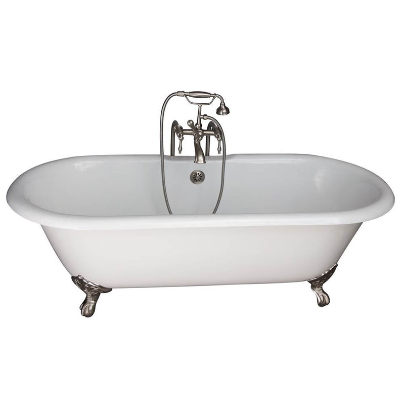 Barclay TKCTDRN61-SN3  Tub Kit 61 Cast Iron Double Roll Top Filler Supplies Drain  - Satin Nickel