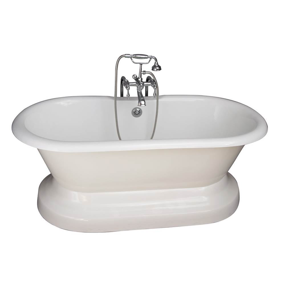 Barclay TKCTDRN61B-CP3  Tub Kit 61 Cast Iron Double Roll Top With Base Filler Supplies Drain  - Polished Chrome