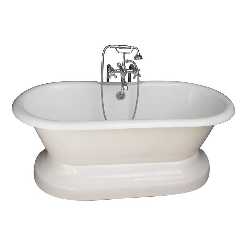 Barclay TKCTDRN61B-CP5  Tub Kit 61 Cast Iron Double Roll Top With Base Filler Supplies Drain  - Polished Chrome
