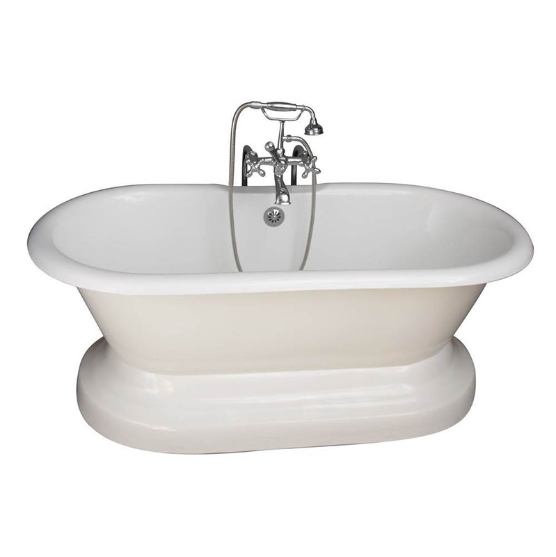 Barclay TKCTDRN61B-CP5  Tub Kit 61 Cast Iron Double Roll Top With Base Filler Supplies Drain  - Polished Chrome