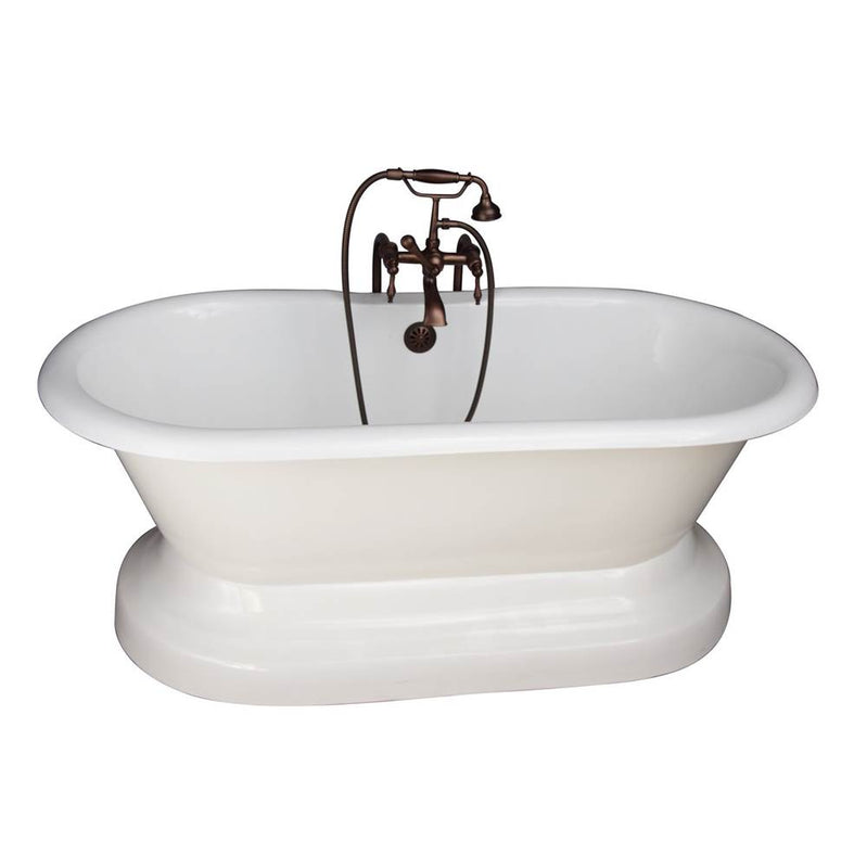 Barclay TKCTDRN61B-ORB3  Tub Kit 61 Cast Iron Double Roll Top With Base Filler Supplies Drain  - Oil Rubbed Bronze