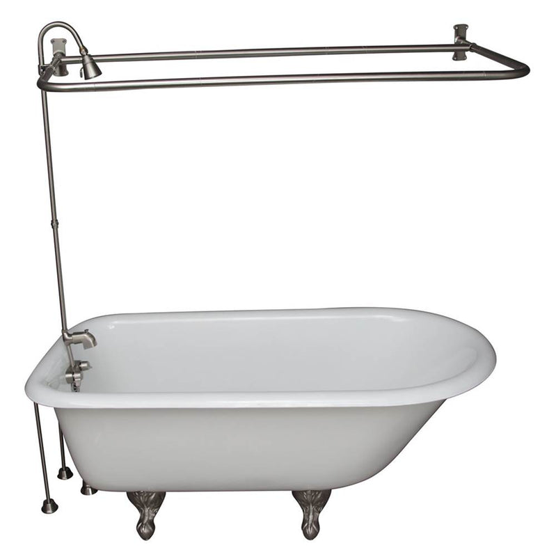 Barclay TKCTR60-SN6  Tub Kit 60 Cast Iron Roll Top Shower Unit Supplies Drain  - Brushed Nickel