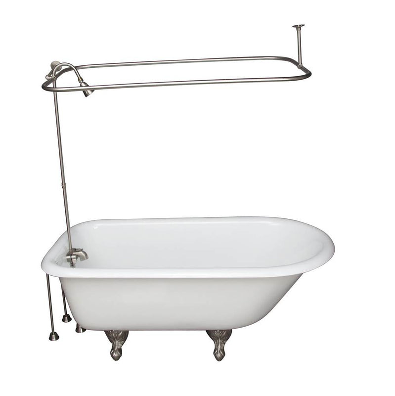 Barclay TKCTR60-SN7  Tub Kit 60 Cast Iron Roll Top Shower Unit Supplies Drain  - Brushed Nickel