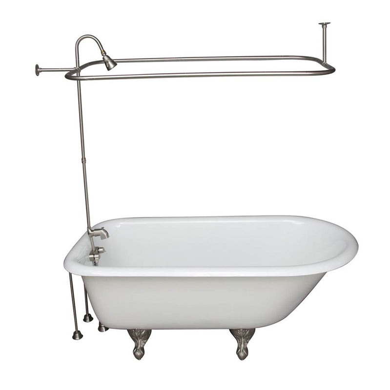 Barclay TKCTR60-SN8  Tub Kit 60 Cast Iron Roll Top Shower Unit Supplies Drain  - Brushed Nickel