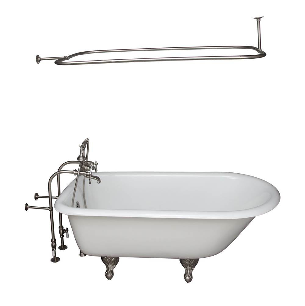 Barclay TKCTRN54-SN10  Tub Kit 55 Cast Iron Roll Top Filler Shower Rod Supplies Drain  - Brushed Nickel