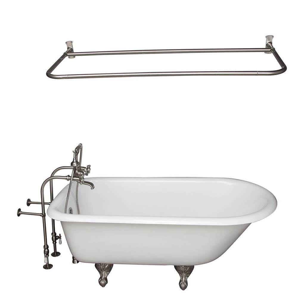 Barclay TKCTRN54-SN15  Tub Kit 55 Cast Iron Roll Top Filler Shower Rod Supplies Drain  - Brushed Nickel