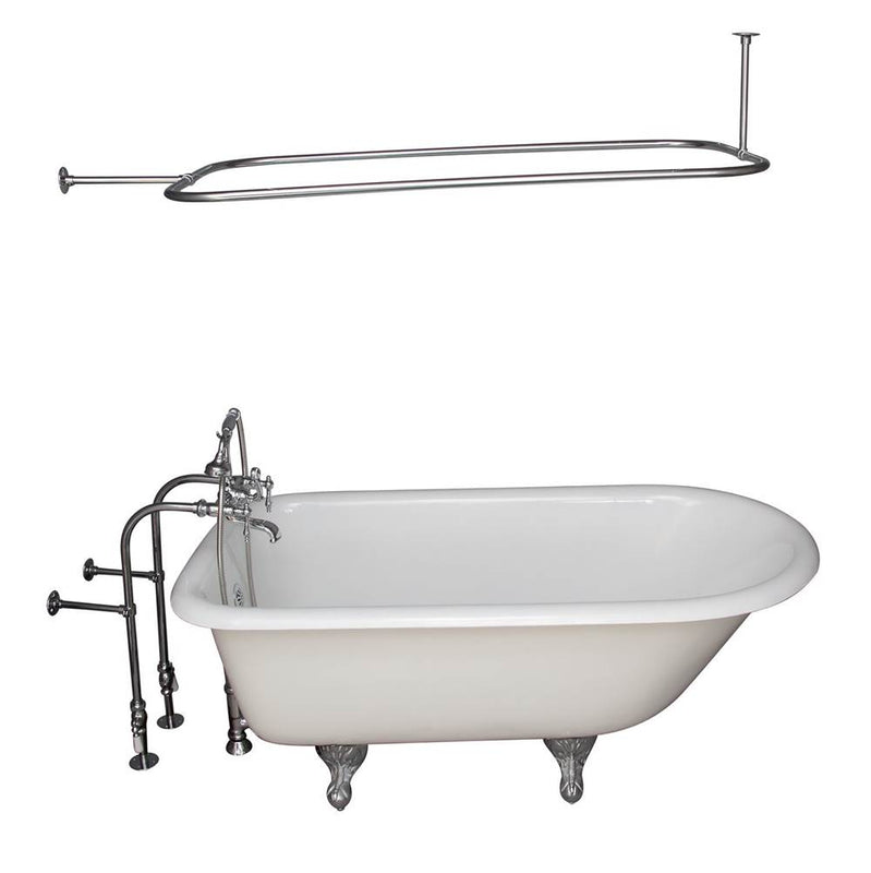 Barclay TKCTRN60-CP10  Tub Kit 60 Cast Iron Roll Top Filler Shower Rod Supplies Drain  - Polished Chrome