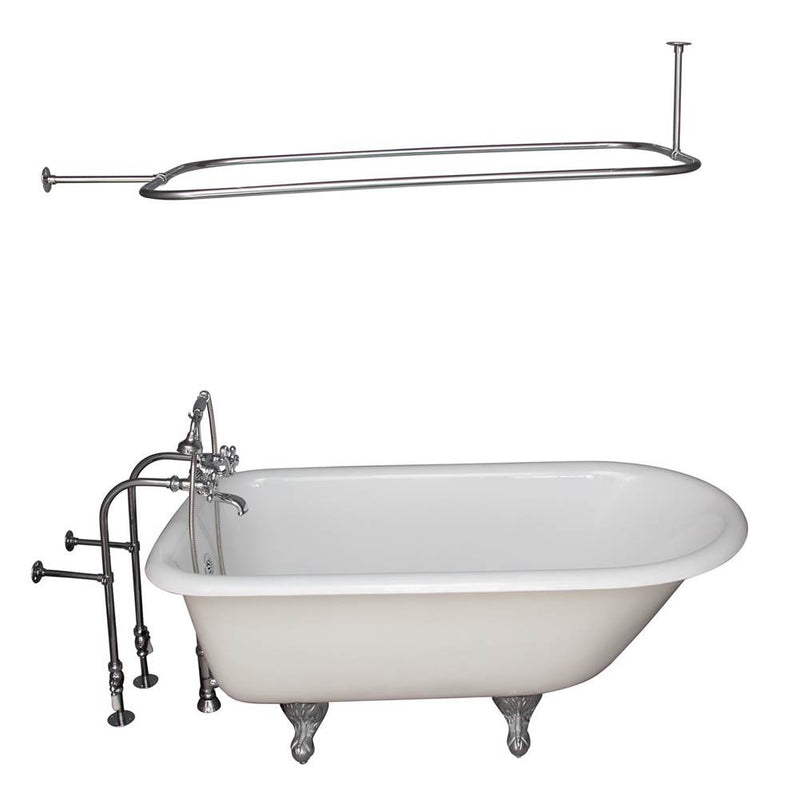 Barclay TKCTRN60-CP12  Tub Kit 60 Cast Iron Roll Top Filler Shower Rod Supplies Drain  - Polished Chrome