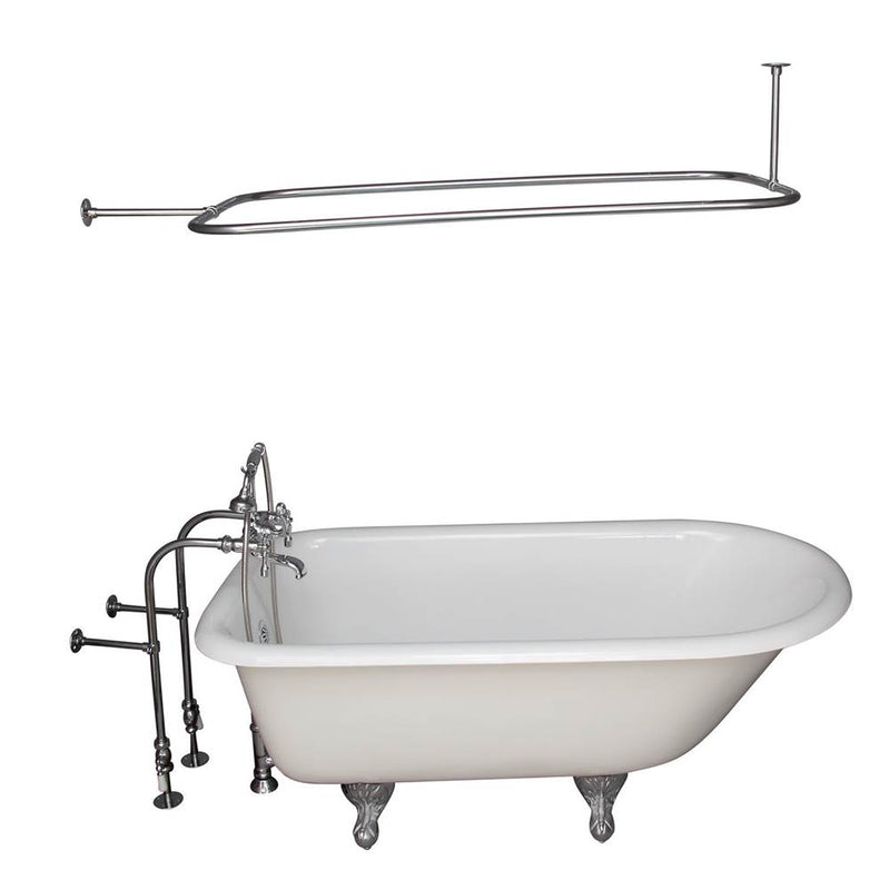 Barclay TKCTRN67-CP11  Tub Kit 67 Cast Iron Roll Top Filler Shower Rod Supplies Drain  - Polished Chrome