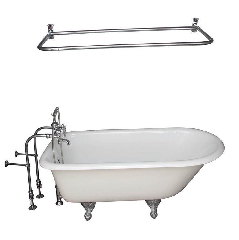 Barclay TKCTRN67-CP14  Tub Kit 67 Cast Iron Roll Top Filler Shower Rod Supplies Drain  - Polished Chrome