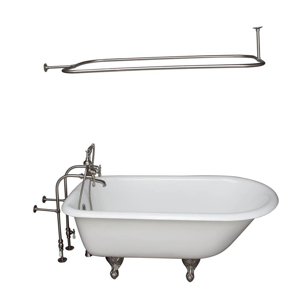 Barclay TKCTRN67-SN11  Tub Kit 67 Cast Iron Roll Top Filler Shower Rod Supplies Drain  - Brushed Nickel