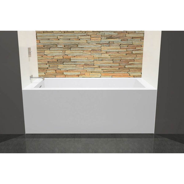 Wet Style BC1102-R-WHNT Cube Bath 60 X 32 X 21 - 1 Wall - R Hand Drain - Built In Nt O/F Wh Drain